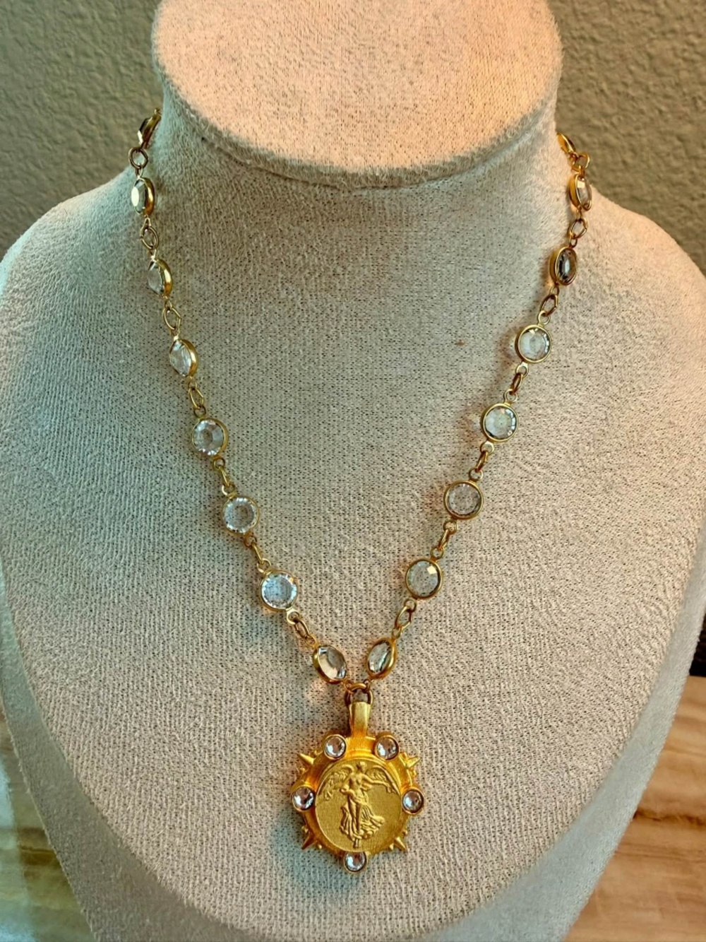French Kande Gold Crystal Necklace
